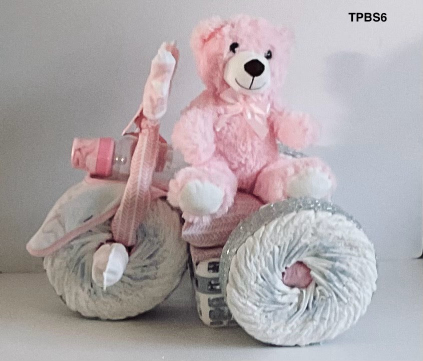 SILVER/PINK TRICYCLE PAMPER BIKE