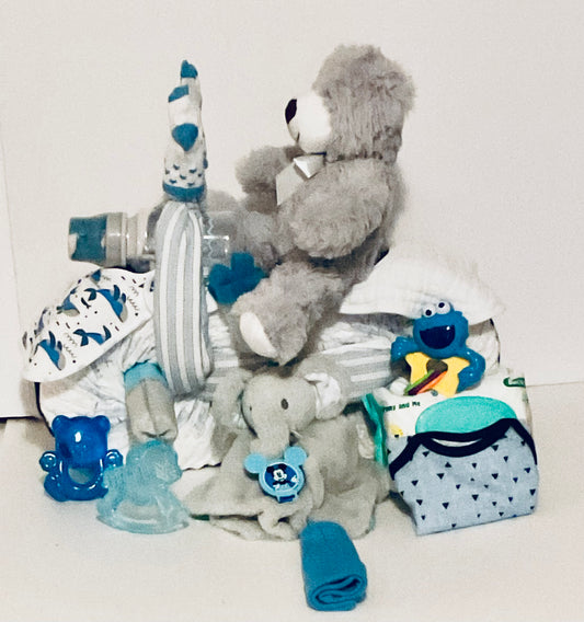 SILVER/ BLUE MOTORCYCLE PAMPER BIKE