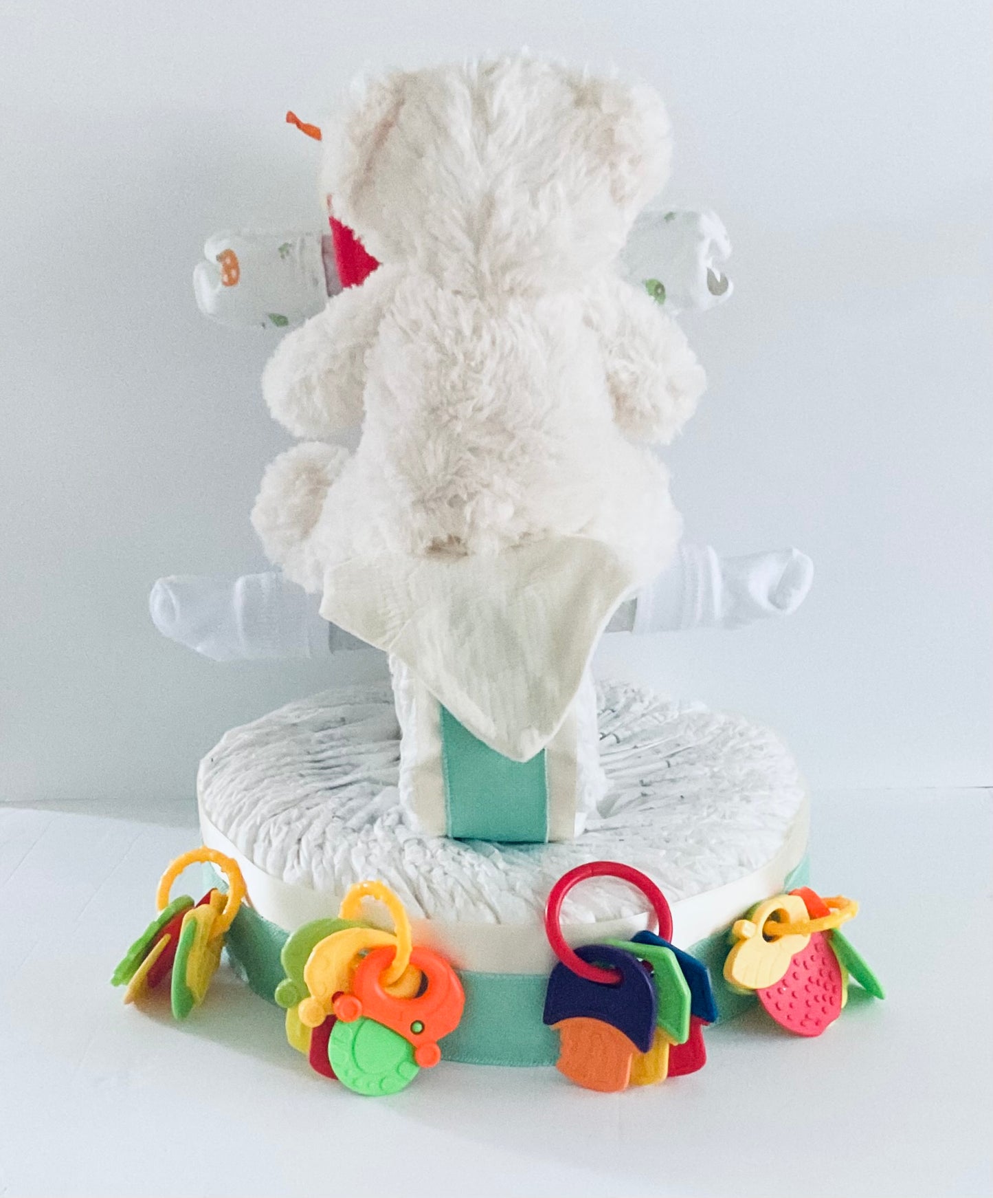 1 TIER PAMPER CAKE WITH MOTORCYCLE AND TEDDY BEAR