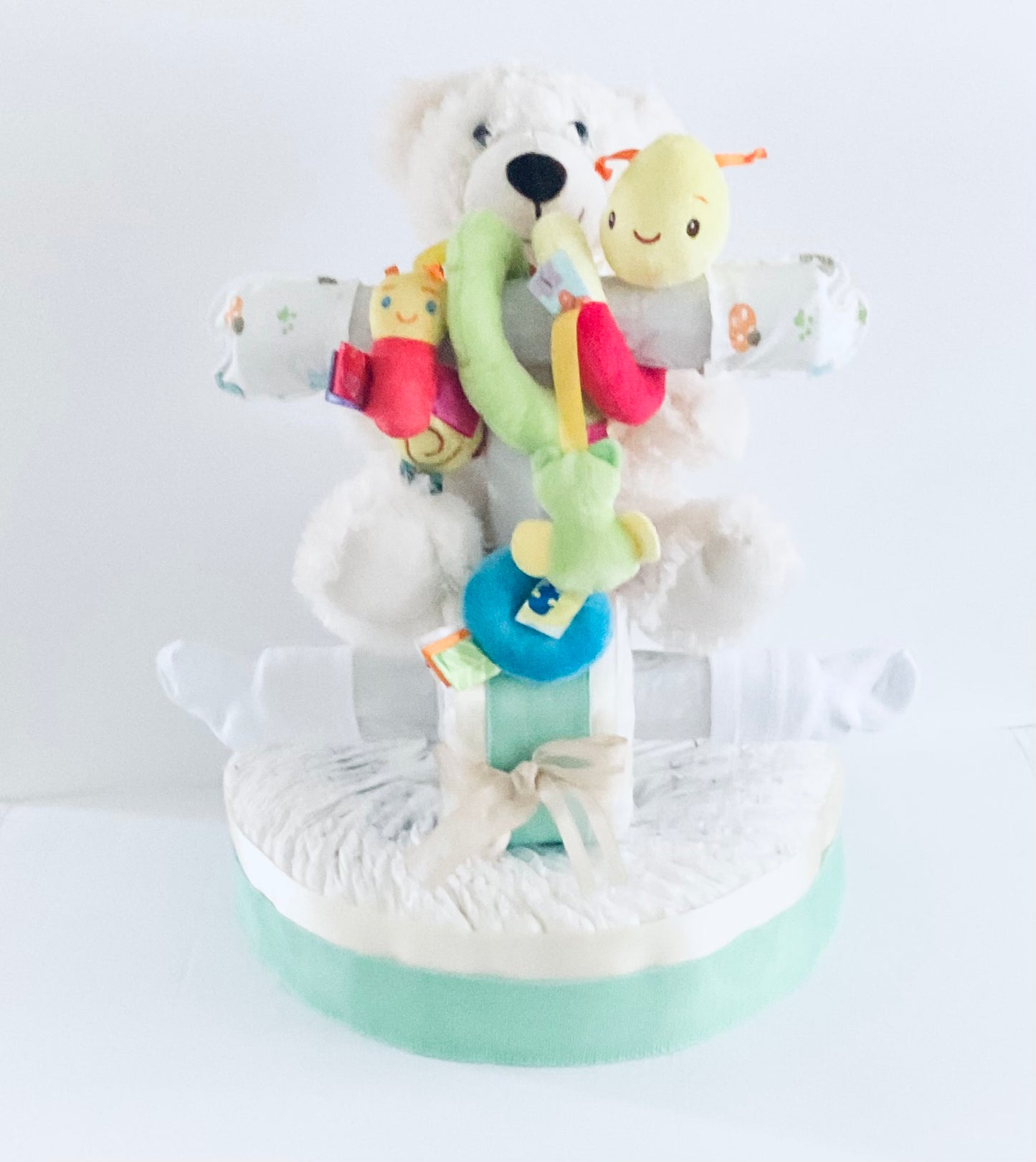 1 TIER PAMPER CAKE WITH MOTORCYCLE AND TEDDY BEAR