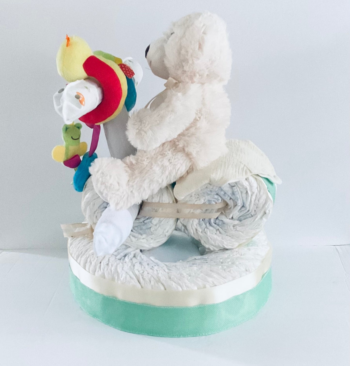 1 TIER PAMPER CAKE WITH MOTORCYCLE AND TEDDY BEAR
