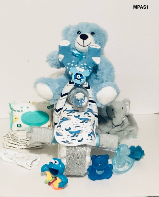 SILVER/ BLUE MOTORCYCLE PAMPER BIKE